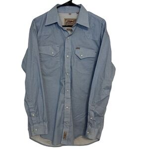 Rafter C Blue Pearl Snap Button Down Shirt Mens L Western Workwear